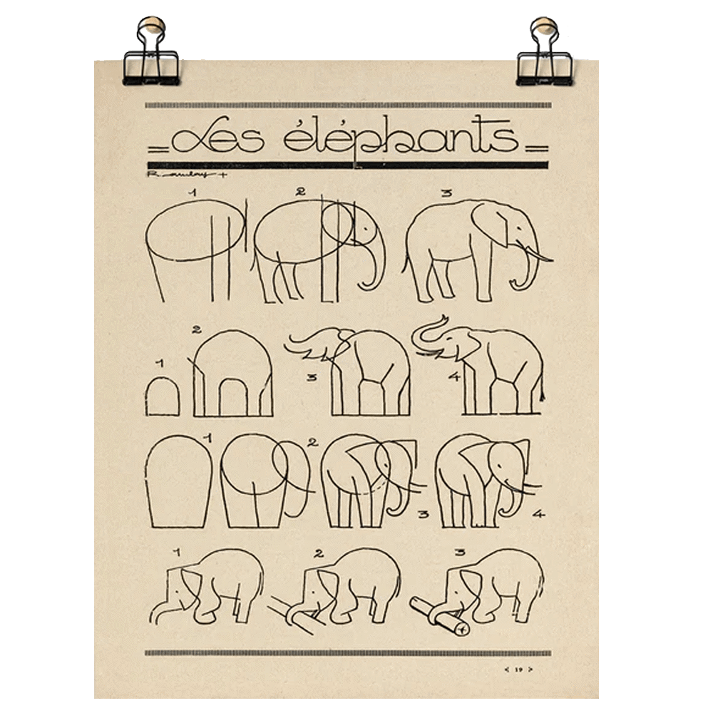 Roomytown Les Elephants Unframed Fine Art Print 28 x 35.5cm